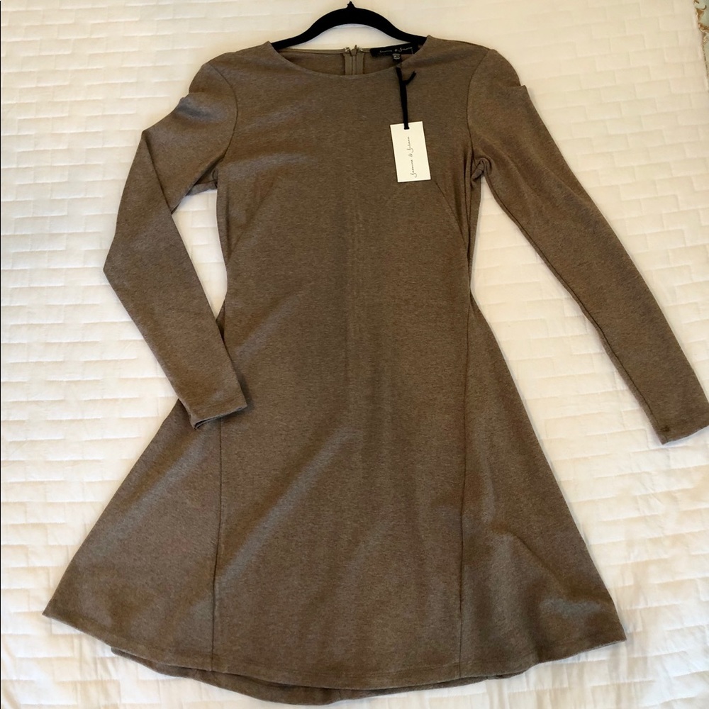 Brown Long Sleeved A-line Dress.